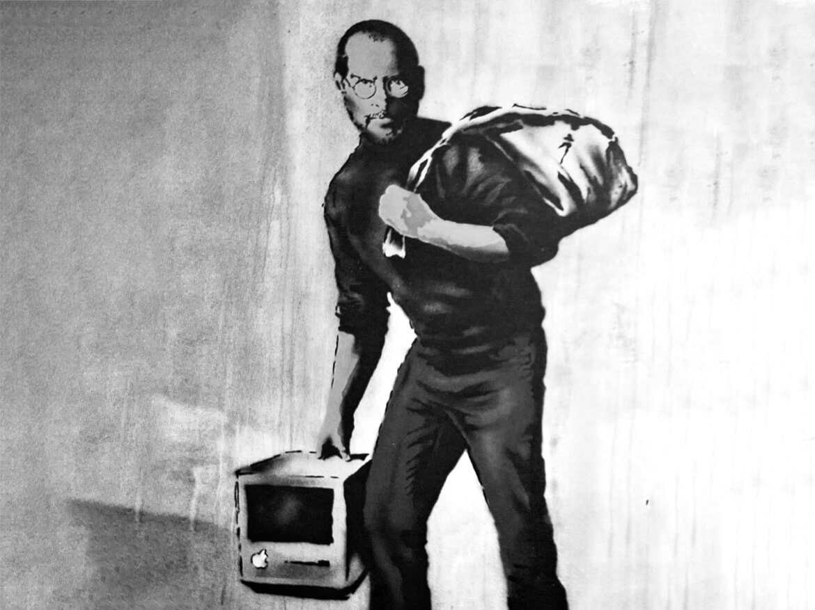 Banksy-Graffiti von Steve Jobs als Flüchtling